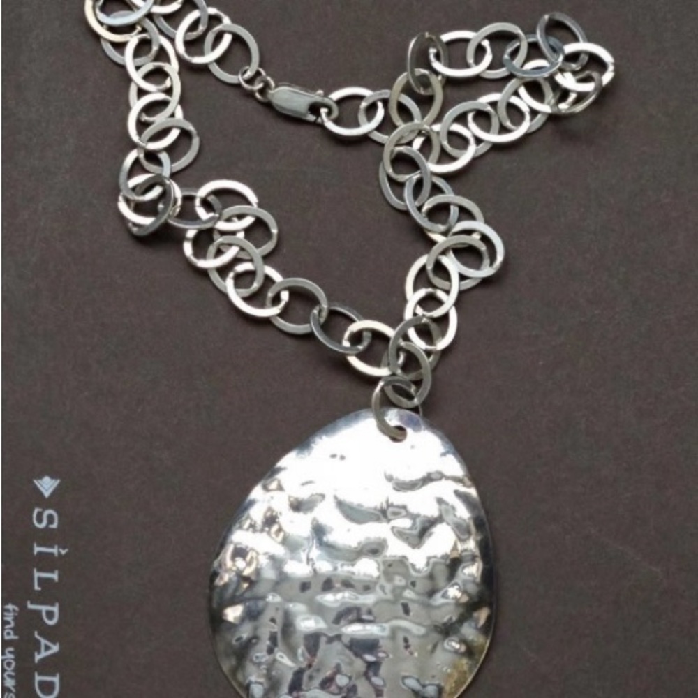 Silpada Hammered 925 Silver Teardrop Pendant Necklace